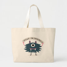 INSIDE I'M FRIENDLY HAPPY MONSTER DIY NAME Tote