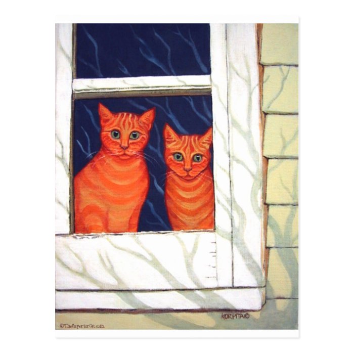 Inside Looking Out   Orange Tabby Cats Post Card