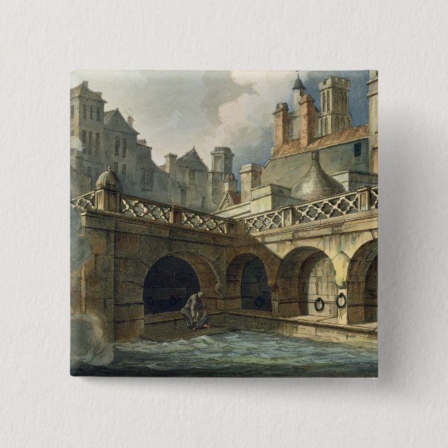 Inside of Queen's Bath, from 'Bath Illustrated by Pinback Button (Front)
