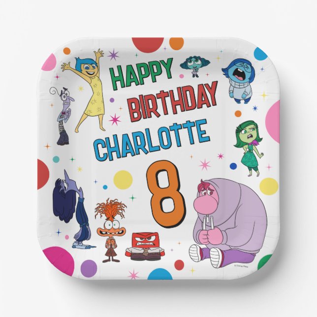 Inside Out 2 Birthday Paper Plates (Front)