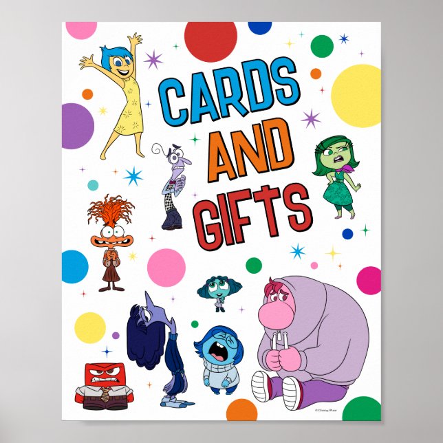 Inside Out 2 Cards and Gifts Birthday Table Sign (Front)