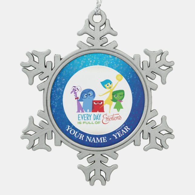 Inside Out | All Characters Add Your Name Snowflake Pewter Christmas Ornament (Front)