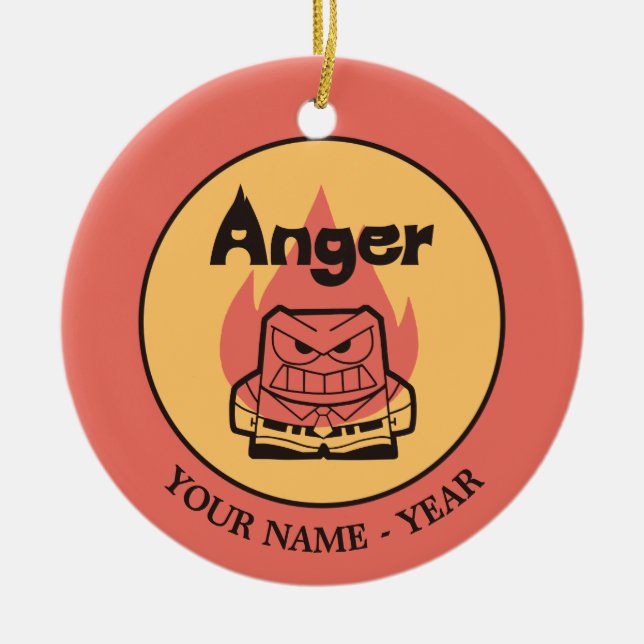 Inside Out | Anger With Flame Add Your Name Ceramic Ornament (Front)