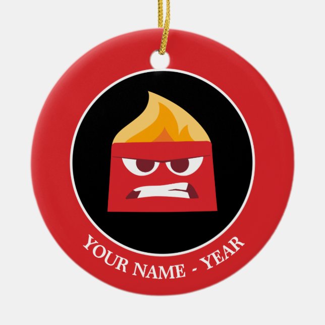 Inside Out | Angry Face Add Your Name Ceramic Ornament (Front)