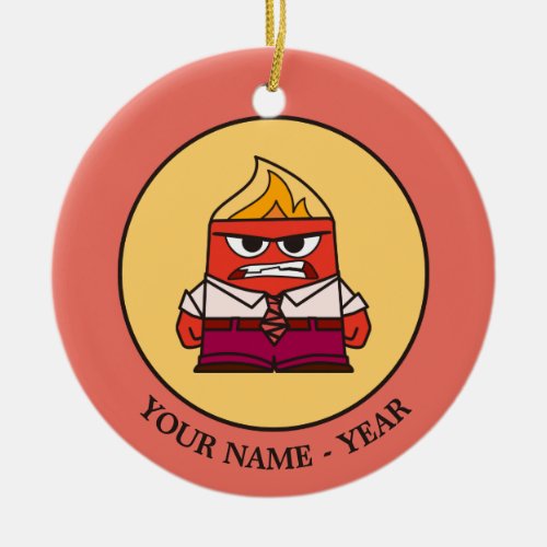 Inside Out  Angry Face Add Your Name Ceramic Ornament