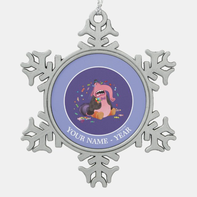 Inside Out | Bing Bong Crying Candy Add Your Name Snowflake Pewter Christmas Ornament (Front)