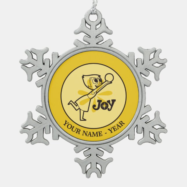 Inside Out | Joy Add Your Name Snowflake Pewter Christmas Ornament (Front)