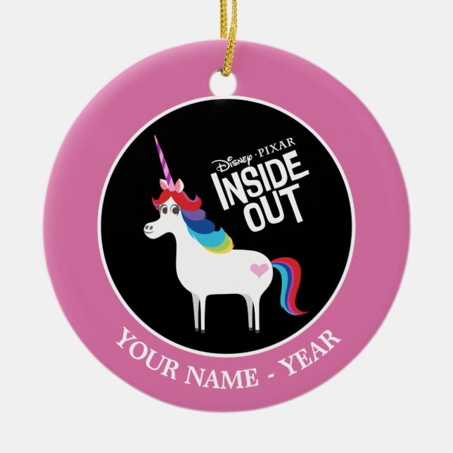 Inside Out | Rainbow Unicorn Add Your Name Ceramic Ornament (Front)