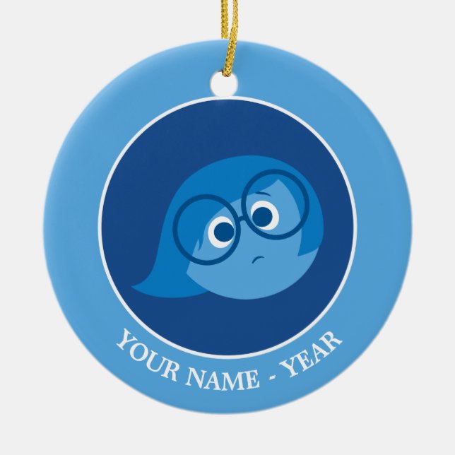 Inside Out | Sadness Face Add Your Name Ceramic Ornament (Front)