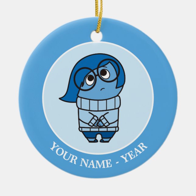 Inside Out | Sadness Sigh Add Your Name Ceramic Ornament (Front)