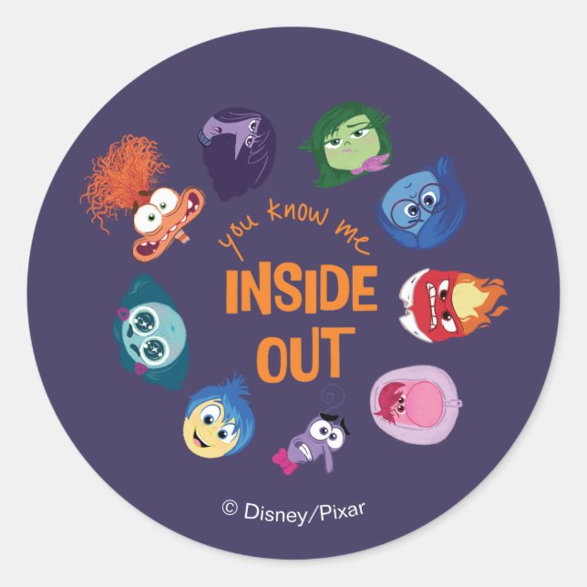 Inside Out You Know Me Inside Out Character Circle Classic Round Sticker (Front)