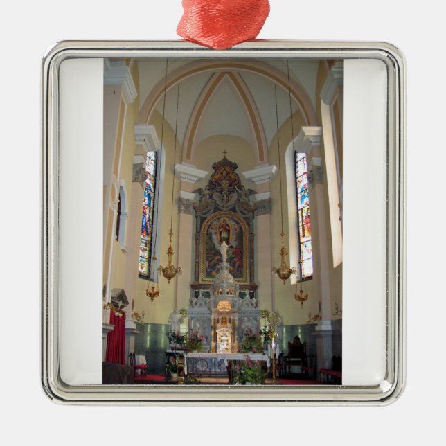 inside the church of Brezje,Slovenia Metal Ornament (Front)