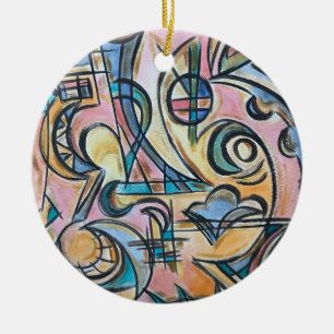 Inside The Labyrinth-Hand Painted Abstract Art Ceramic Ornament