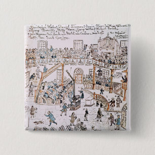 Inside the Old Lutheran Church, York County, 1800 Pinback Button