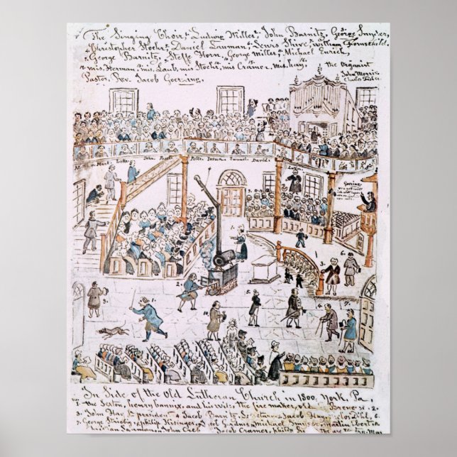 Inside the Old Lutheran Church, York County, 1800 Poster (Front)