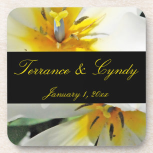 Inside White Lilies Personal Wedding Beverage Coaster