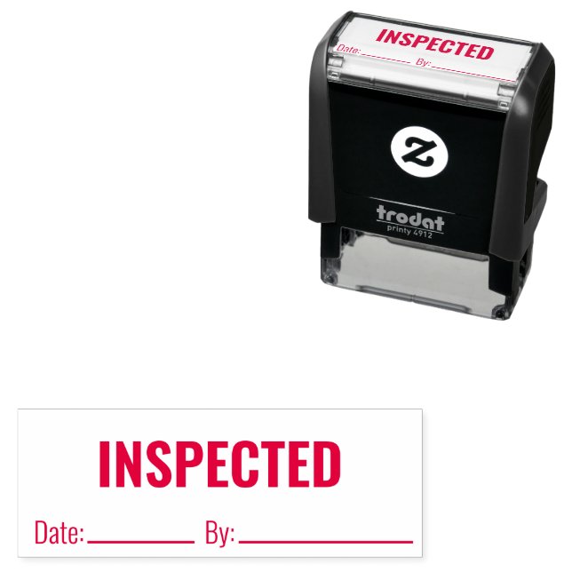 INSPECTED By and Date Line Business Text Template Self-inking Stamp (In Situ)