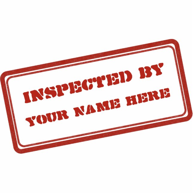 Inspected By Customizable Red Rubber Stamp Cutout (Front)