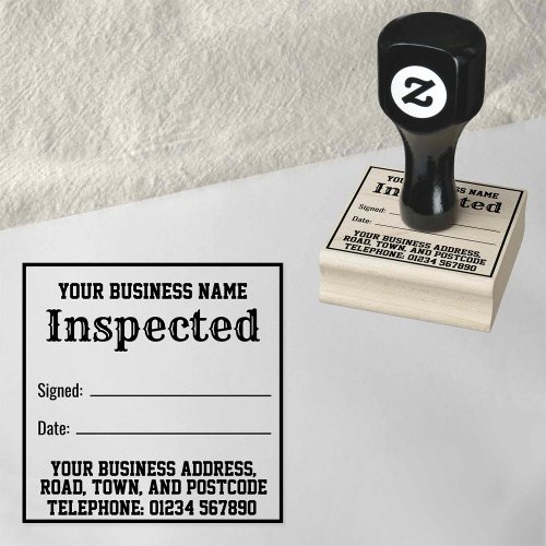 Inspected with Name Address Receipt Rubber Stamp