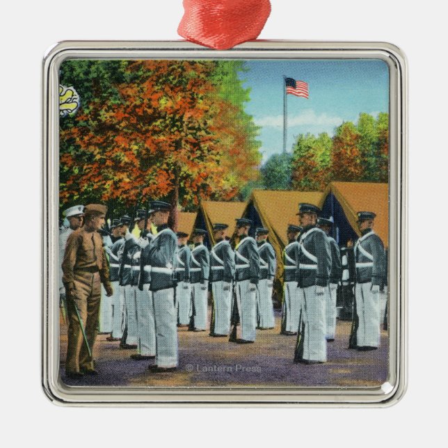 Inspection in Camp, Soldiers in Formation Metal Ornament (Front)