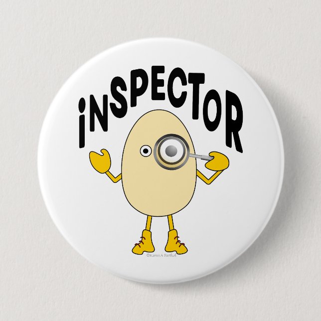 Inspector Egghead Text Button (Front)