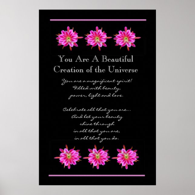 Inspiration Beautiful Pink Flowers Poster (Front)