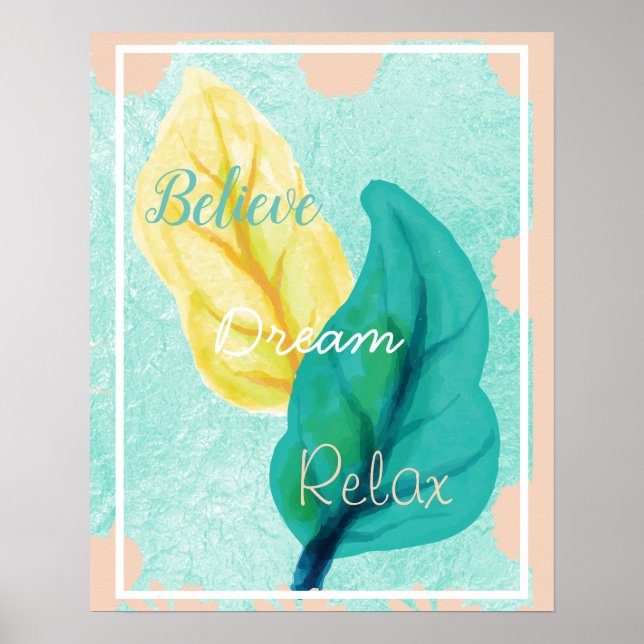 Inspiration Believe, Dream, Relax Bath Wall Art (Front)