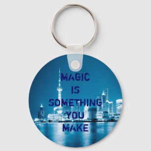 Inspiration hope quote city night background keychain