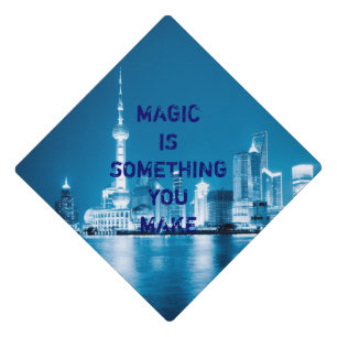 Inspiration hope quote city night graduation cap topper