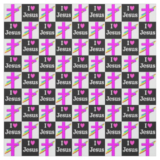 INSPIRATION I LOVE JESUS CROSS AND RAINBOW FABRIC