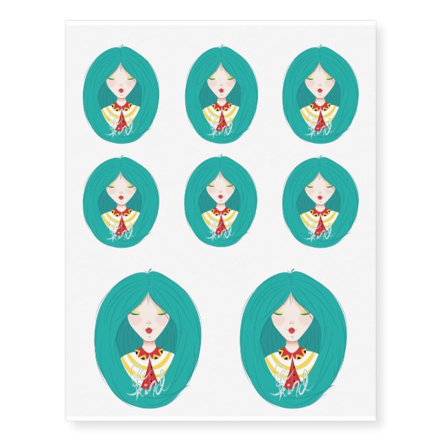 Inspiration Illustration: Kind Girl Temporary Tattoos (Front)