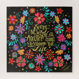 inspiration New Day New Chances Floral Inspirivity Jigsaw Puzzle