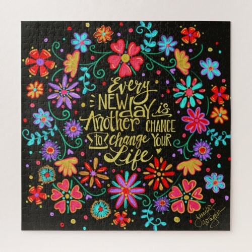 inspiration New Day New Chances Floral Inspirivity Jigsaw Puzzle