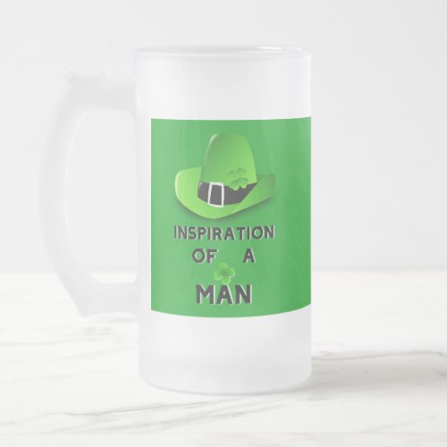 Inspiration Of A Man Trefoil Saint March Patricks Frosted Glass Beer Mug