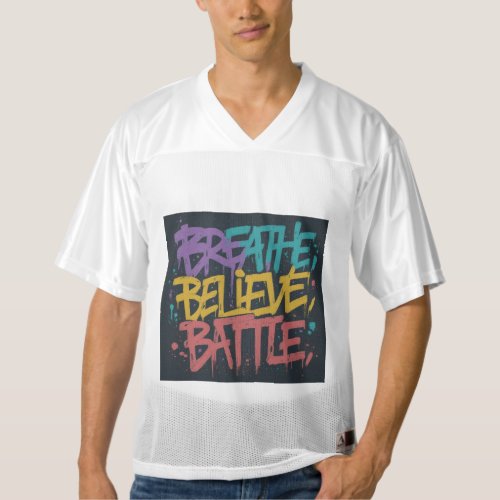 Inspiration on the Field Breathe Believe Battle Mens Football Jersey