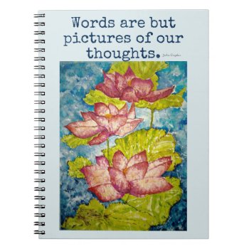 Inspiration Pink Lotus Watercolor Art Notebook by KariAnapol at Zazzle