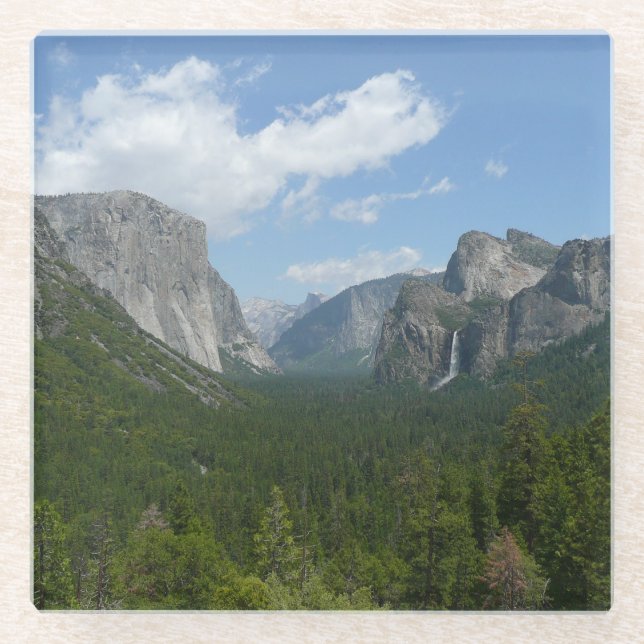 Inspiration Point in Yosemite National Park Glass Coaster (Front)