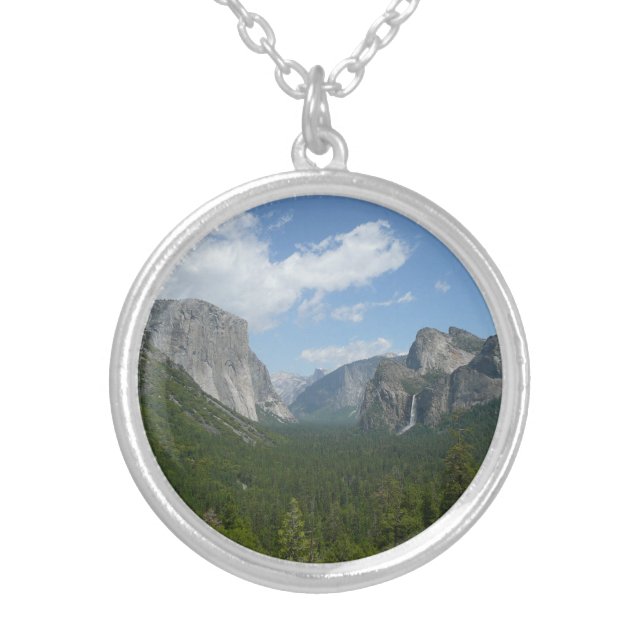 Inspiration Point in Yosemite National Park Silver Plated Necklace (Front)