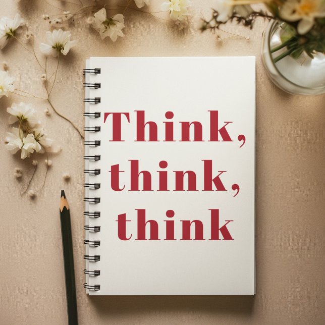 Inspiration Positive Red Think Think Think Quote Notebook (Creator Uploaded)