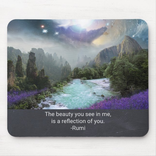 Inspiration Quotation from Rumi with Nature Image Mouse Pad (Front)