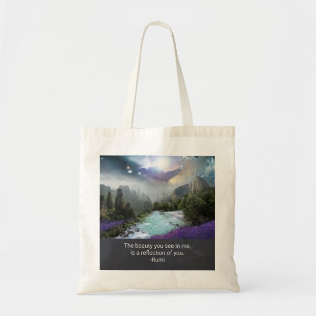 Inspiration Quotation on Beauty from Rumi Tote Bag (Front)