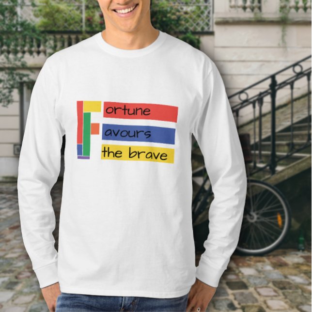  Inspiration quote fortune favours the brave white T-Shirt (Creator Uploaded)