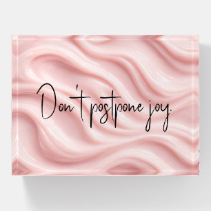 Inspiration Quote on Pink Cream Abstract Design Paperweight