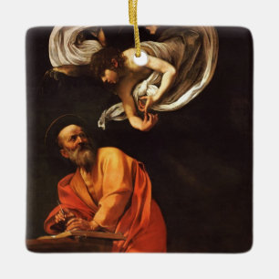 Inspiration Saint Matthew Caravaggio painting art Ceramic Ornament