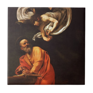 Inspiration Saint Matthew Caravaggio painting art  Ceramic Tile