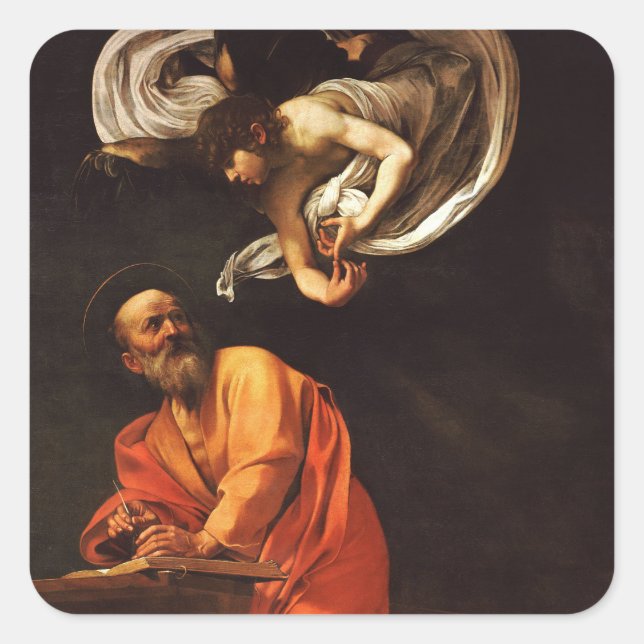 Inspiration Saint Matthew Caravaggio painting art  Square Sticker (Front)