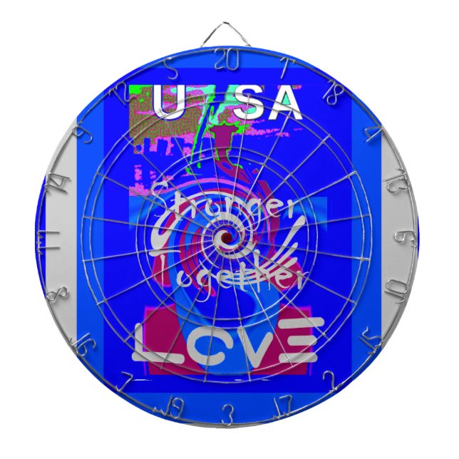 Inspiration USA We Are Stronger Together With Love Dartboard (Front)