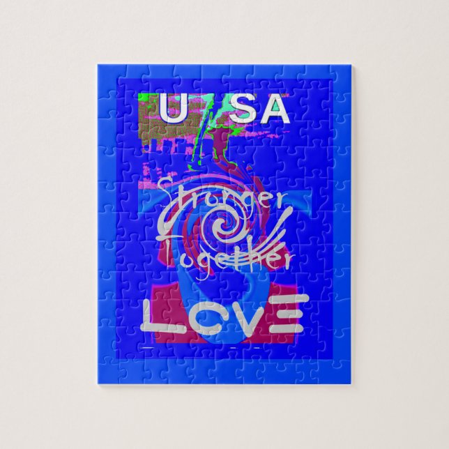 Inspiration USA We Are Stronger Together With Love Jigsaw Puzzle (Vertical)