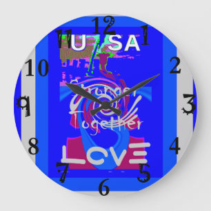 Inspiration USA We Are Stronger Together With Love Large Clock