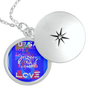 Inspiration USA We Are Stronger Together With Love Locket Necklace